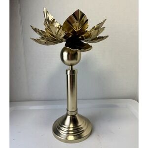 Gold Lotus Flower Candle Holder 13" Feldman Style MCM Stunning